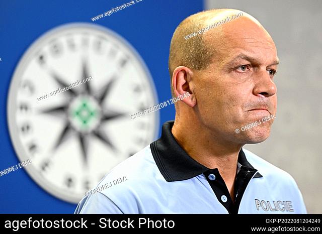 Czech Police President Martin Vondrasek gives the press briefing to announce results of police headquarters' investigation into police intervention at ANO MP...