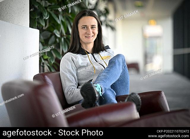 Czech speed skater Marina Sablikova poses during the press conference before departure for the World Cup in Stavanger, on November 7, 2022, in Prague