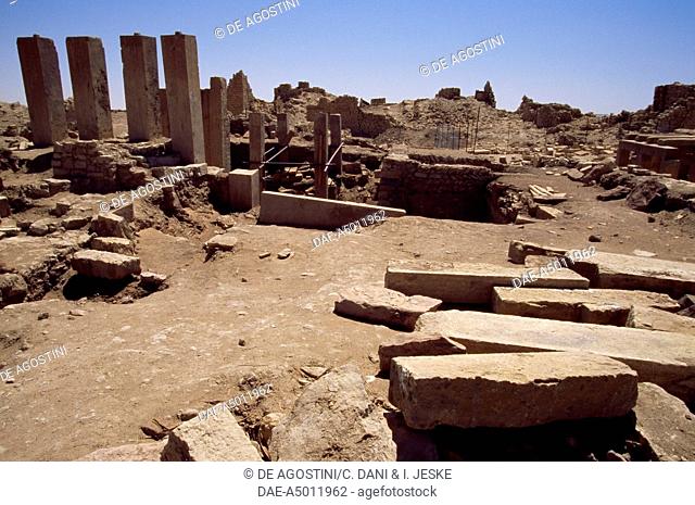 Ruins of the city of Baraqish, Al Jawf province, Yemen. Minaean civilisation, 5th-1st century BC
