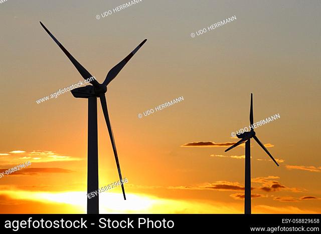 Symbol image: Wind turbines, wind farm at the sunrise