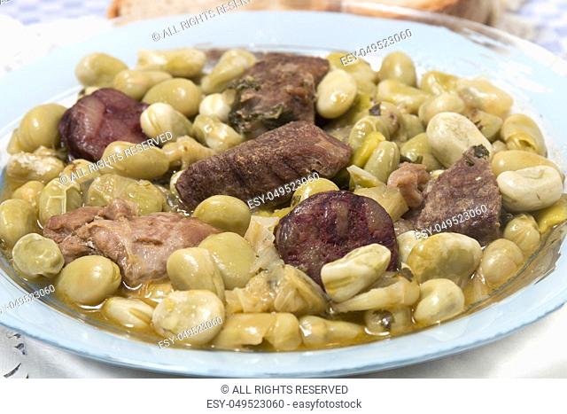 Typical Portuguese stew of Fava beans with chorizo