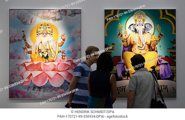 Photographic works showing the Gods Brahma (L) and Ganesha from the series 'Darshan, 2013/2017' by the New Yorker photographer Manjari Sharma can be seen in the...