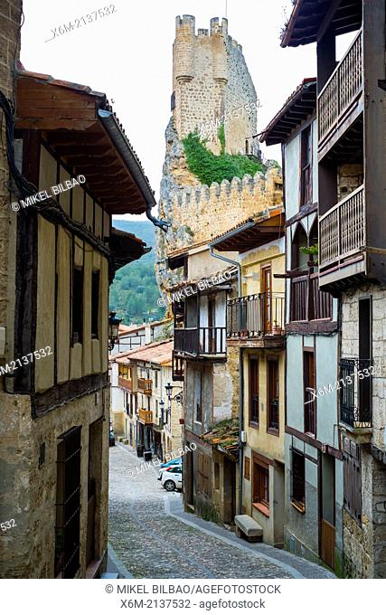 Castle and village. Frias, Burgos, Castile and Leon. Spain, Europe