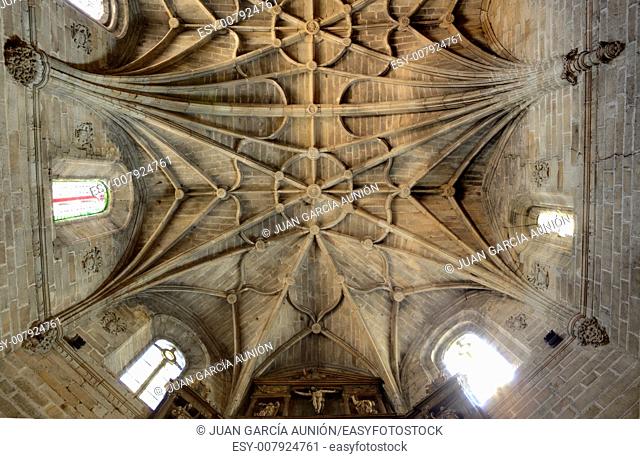 Typcal Gothic cross vault made of granite stone, Caceres, Spain
