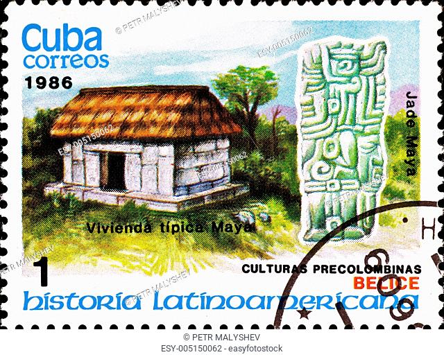 postage stamp shows example Maya culture