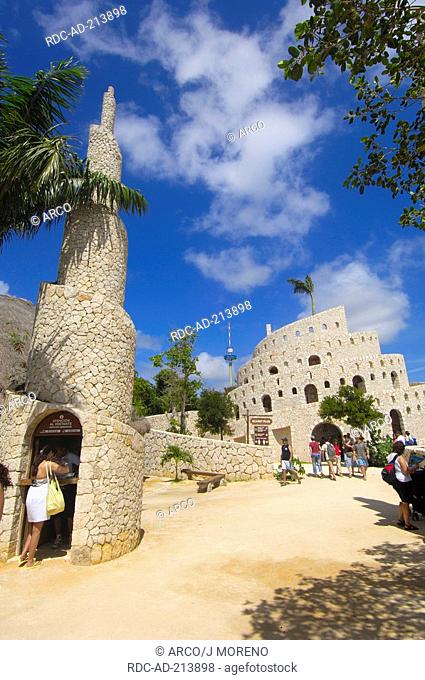 Plus ticket area and visitors service, Xcaret Ecological Park, near Playa del Carmen, Riviera Maya, Quintana Roo, Yucatan, Mexico