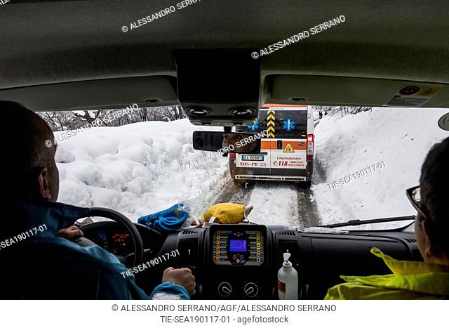 Farindola, country under the Gran Sasso mountain in the province of Pescara, where at 17.40 yesterday the hotel Rigopiano was hit by an avalanche