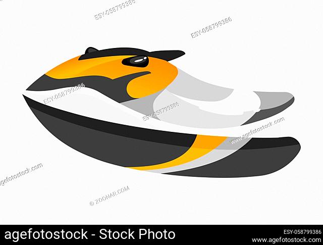 Boat flat vector illustration. Vehicle for extreme sports. Active lifestyle equipment. Outdoor activities. Fast personal water transport