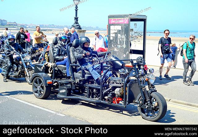 Sunseekers and motorcyclists enjoy the May bank holiday Monday in Margate, Kent Featuring: Atmosphere Where: Margate, United Kingdom When: 31 May 2021 Credit:...