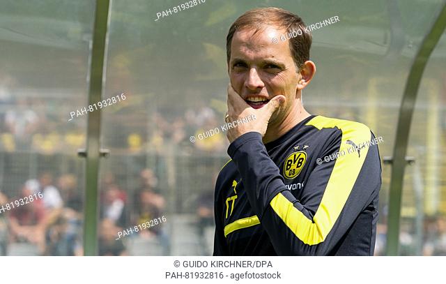 Dortmund's coach Thomas Tuchel before the test match between Wuppertaler SV vs. Borussia Dortmund 2016/2017 season in Wuppertal, Germany, 09 July 2016