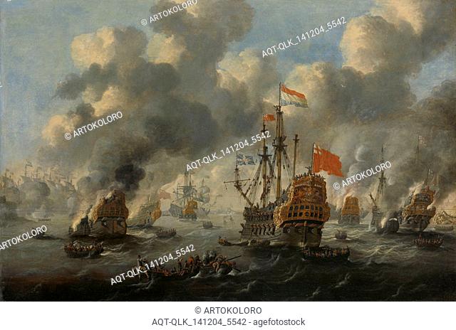 Burning of the English Fleet at Chatham, 20 June 1667 (Raid on the Medway UK), Peter van de Velde, 1667 - 1700