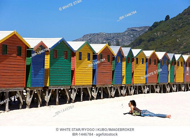 Colorful beach huts in Muizenberg, Cape Town, Western Cape, South Africa, Africa