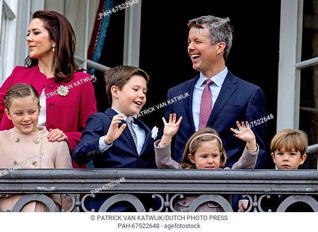 Crown Prince Frederik, Crown Princess Mary (2nd), Prince Christian (C), Princess Isabella (L), Prince Vincent and Princess Josephine of Denmark the 76th...