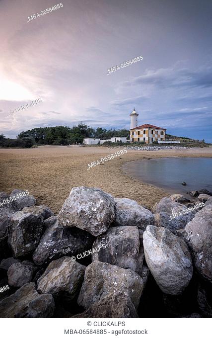Bibione, Province of Venice, Veneto, Italy, The lighthouse of Bibione at sunset