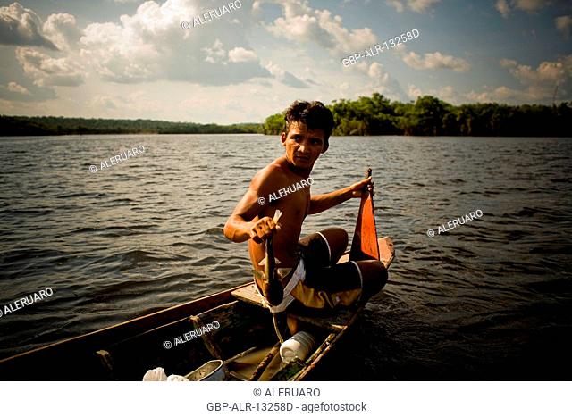 Man Fishing, Cuieiras River, Manaus, Amazônia, Amazonas, Brazil