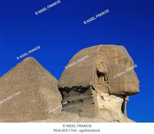 The Great Sphinx and one of the pyramids, Giza, UNESCO World Heritage Site, Cairo, Egypt, North Africa, Africa