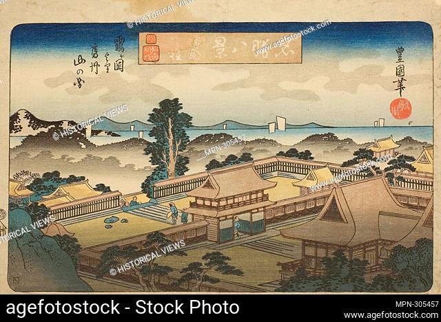 Author: Utagawa Toyoshige (Toyokuni II). Evening Bell at Kamakura, View of the Mountains of Awa Province from Tsurugaoka (Kamakura bansho
