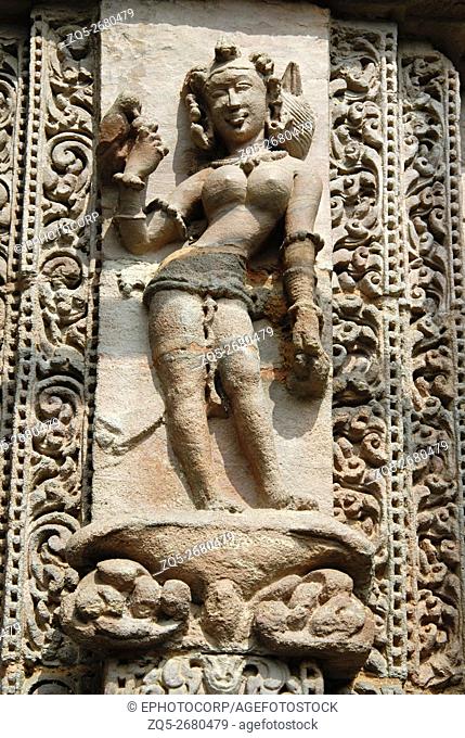 Orissa Bhubaneshwar Rajarani Temple- Female figure on the southern wall, central portion