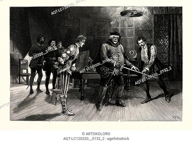 SCENE FROM THE PERFORMANCE OF HENRY IV., PART I., BY THE IRVING DRAMATIC CLUB AT THE LYCEUM THEATRE FALSTAFF, Mr. Augustus Littleton