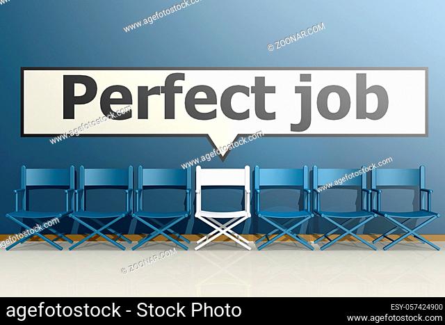 Row of chairs with perfect job concept, 3d rendering