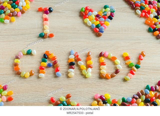Phrase I love candy from jelly beans