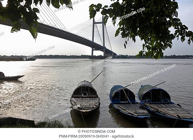 Bridge across a river, Vidyasagar Setu, Hooghly River, Kolkata, West Bengal, India