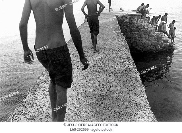 Young people at Porto da Barra. Salvador da Bahia. Brazil