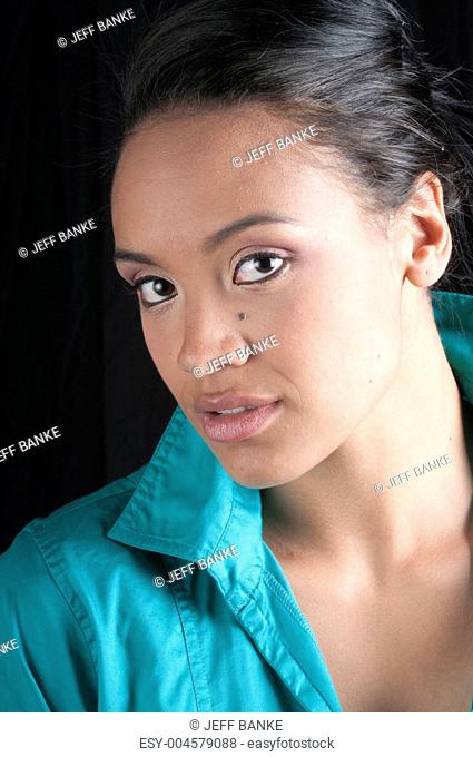 closeup of beautiful black woman