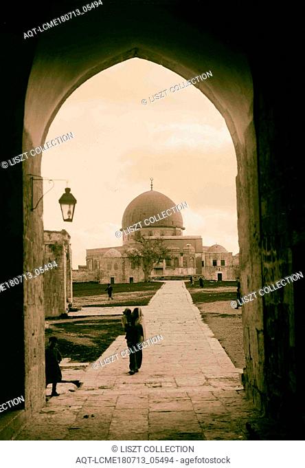 The Temple area Jerusalem The Dome of the Rock, North façade from arched street 1898, Israel