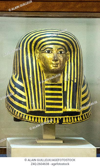 Egypt, Cairo, Egyptian Museum, from the tomb of Maiherpri, Valley of the Kings, Luxor : Cartonnage mask of the mummy of Maiherpri