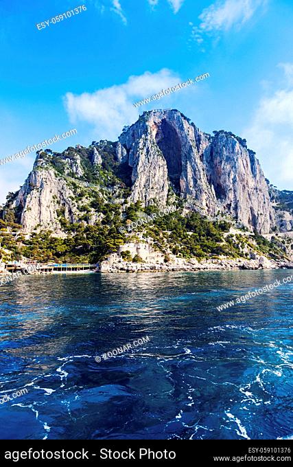 Capri Island seen from the sea. Capri, Campania, Italy