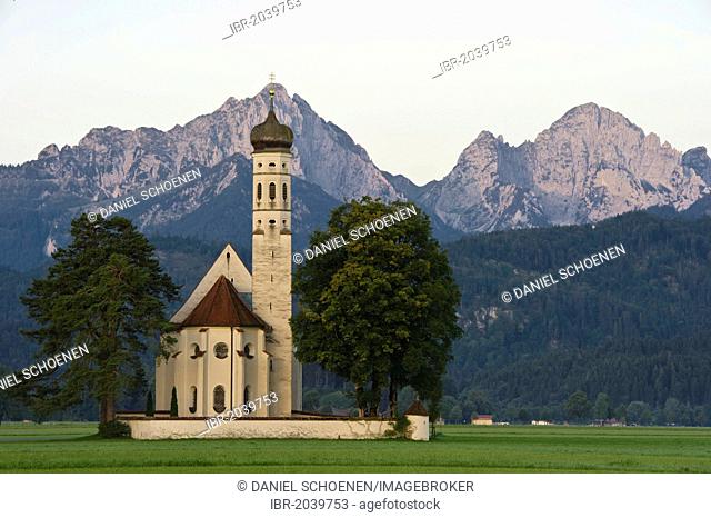 Church of St Koloman near Fuessen, Allgaeu region, Bavaria, Germany, Europe