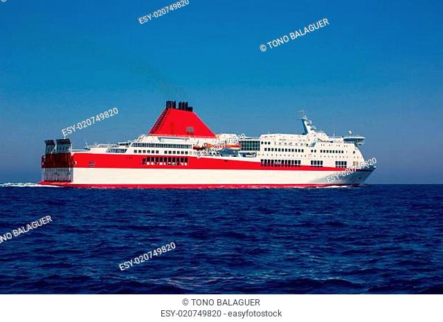 Mediterranean sea curise boat in red