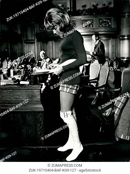 Apr. 04, 1971 - Lene - Member of Danish Parliament - In Hot Pants; The youngest female member of Danish Parliament, Lene Bro (Labour)