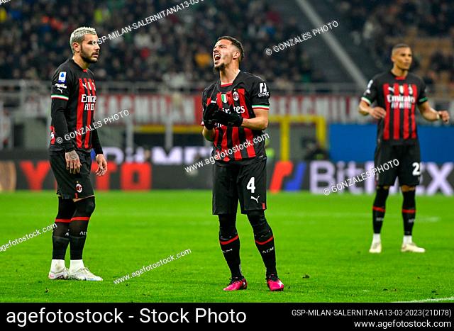 Milano, Italy. 13th, March 2023. Ismael Bennacer (4) of AC Milan seen in the Serie A match between AC Milan and Salernitana at San Siro in Milano