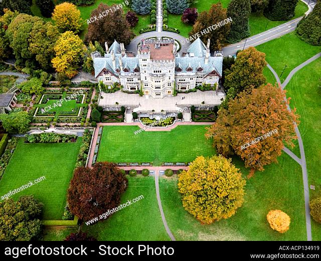 Hatley Castle from the air, Royal Roads University, Victoria, BC Canada