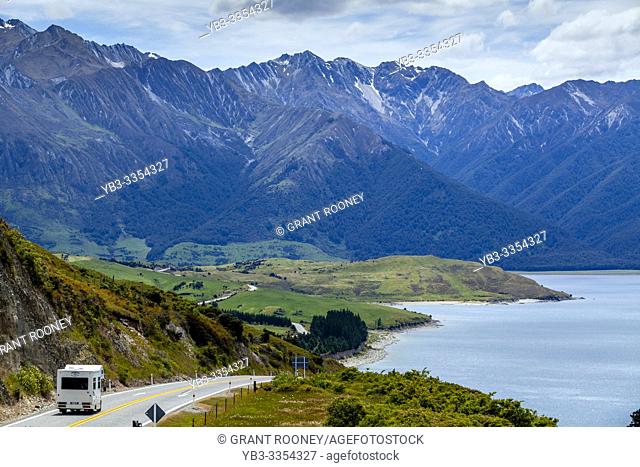 Lake Hawea and Mountain Scenery, Otago Region, South Island, New Zealand