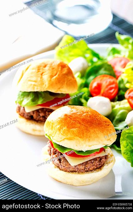 Mini Burgers with Side Salad. High quality photo