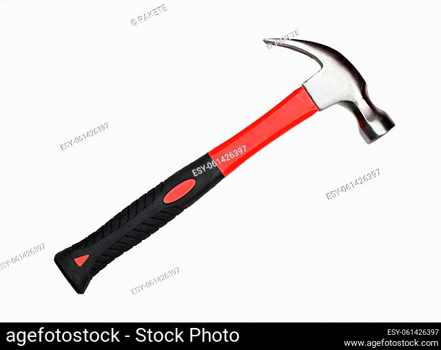 Hammer with yellow and black handle isolated on white