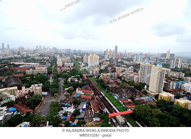 aerial view of byculla and lalbaug , Bombay Mumbai , Maharashtra , India