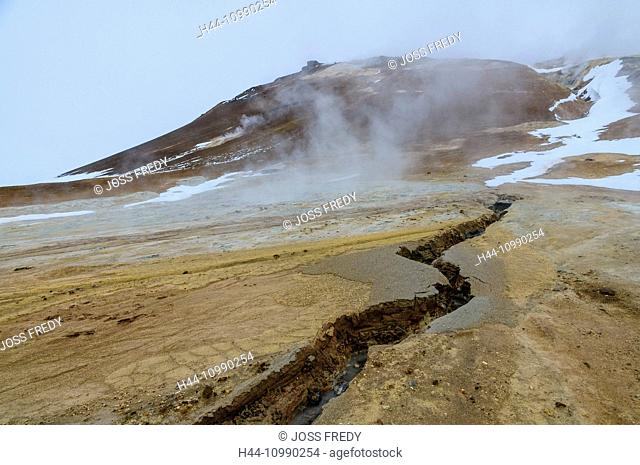 Hot springs and mud pots of Hverarönd near Myvatn in north Iceland