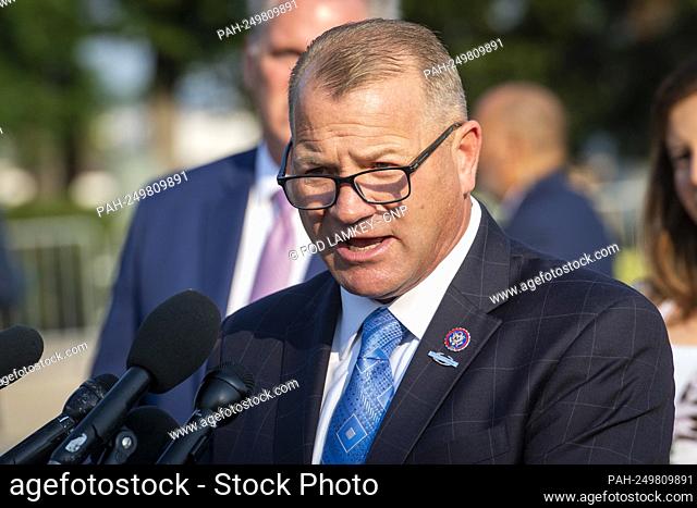 United States Representative Troy Nehls (Republican of Texas) offers remarks during a press conference on the 1/6 Select Committee outside the US Capitol in...