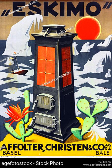 In 1925 the great Swiss poster artist Niklaus Stoecklin (1896 - 1982) humorously anticipated in promotion of Eskimo heating stove