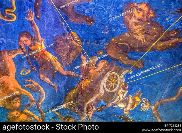 Astronomical fresco of Diana's chariot pulled by dogs between constellations, Zodiac Room, Zodiac Room, Sala dello Zodiaco, Bedroom of Guglielmo Gonzaga