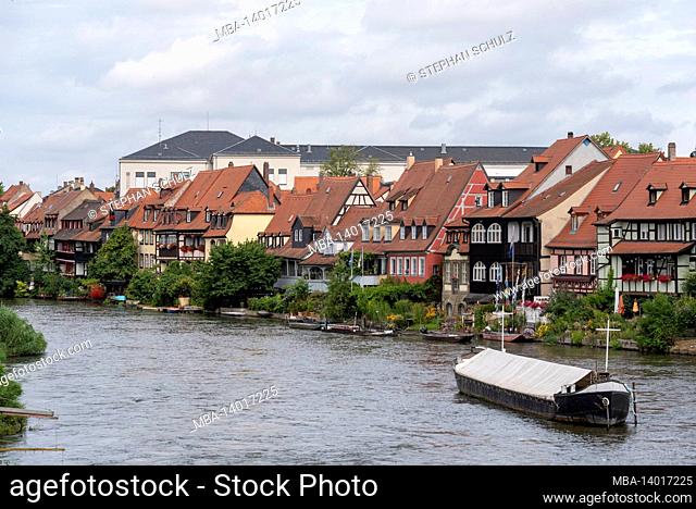 germany, bavaria, upper franconia, bamberg, little venice on the regnitz river, former fishermen's houses, is part of the unesco world heritage
