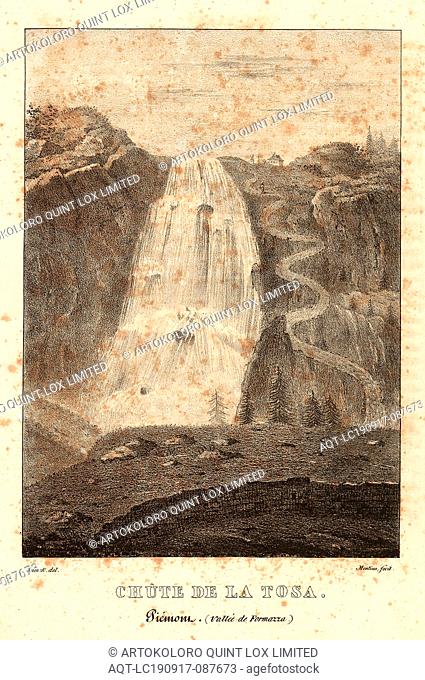 Chute of the Tosa. Piedmont Valley of Formazza, Cascata del Toce (Tosafälle) near Formazza in Piedmont (Italy), signed: C. A