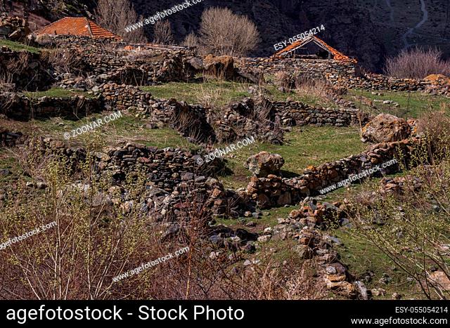 road trip through georgia in springtime old house ruins in kazbegi