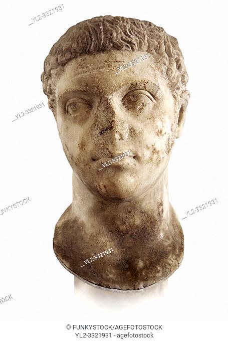 Roman sculpture of the Emperor Caracalla, excavated from Thuburbo-Majus, sculpted circa 211-217AD. The Bardo National Museum, Tunis, Inv No: C. 1347