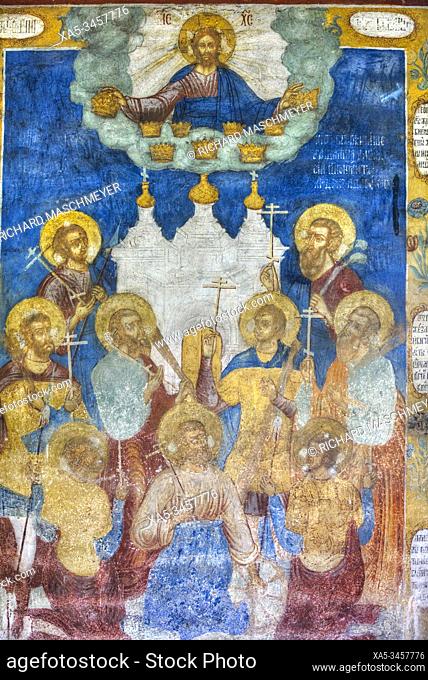 Frescoes, Church of St John the Baptist, UNESCO World Heritage Site, Yaroslavl, Golden Ring, Yaroslavl Oblast, Russia