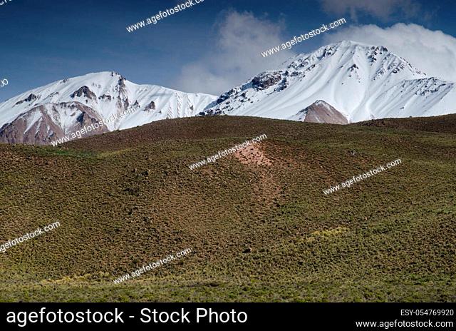 Snowy peaks in Lauca National Park. Arica y Parinacota Region. Chile